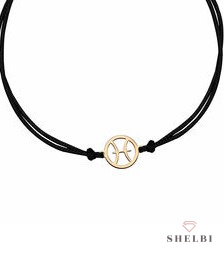 Bransoletka ze znakiem zodiaku Ryby na sznurku srebro prezent Bransoletka ze znakiem zodiaku Ryby na sznurku srebro prezent