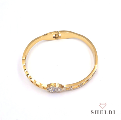 Bransoletka złota sztywna z cyrkoniami stal chirurgiczna bangle Bransoletka złota sztywna z cyrkoniami stal chirurgiczna bangle