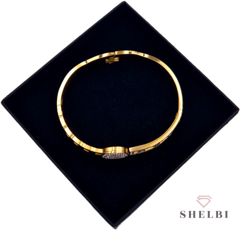 Bransoletka złota sztywna z cyrkoniami stal chirurgiczna bangle Bransoletka złota sztywna z cyrkoniami stal chirurgiczna bangle