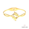 Bransoletka złota sztywna liść z cyrkoniami stal chirurgiczna bangle Bransoletka złota sztywna liść z cyrkoniami stal chirurgiczna bangle