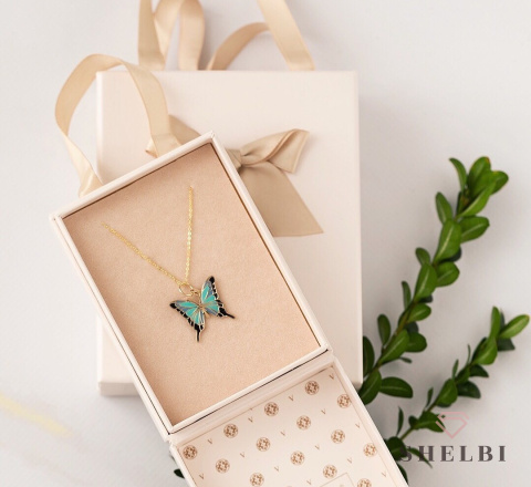 Złoty wisiorek motyl pr. 585 zawieszka Złoty wisiorek motyl pr. 585 zawieszka