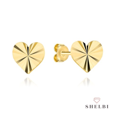 Kolczyki złote serca diamentowane sztyft 585 Shelbi Kolczyki złote serca diamentowane sztyft 585 Shelbi