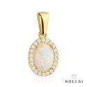 Zawieszka złoty opal owalny otoczony cyrkoniami 585 Shelbi Zawieszka złoty opal owalny otoczony cyrkoniami 585 Shelbi