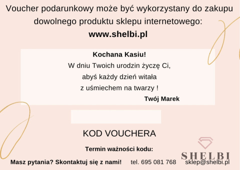 Karta podarunkowa 100 zł (e-voucher) personalizacja z dedykacją | biżuteria Shelbi Karta podarunkowa 100 zł (e-voucher) personalizacja z dedykacją | biżuteria Shelbi