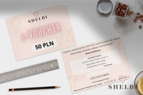 Karta podarunkowa 50 zł (e-voucher) personalizacja z dedykacją | biżuteria Shelbi Karta podarunkowa 50 zł (e-voucher) personalizacja z dedykacją | biżuteria Shelbi