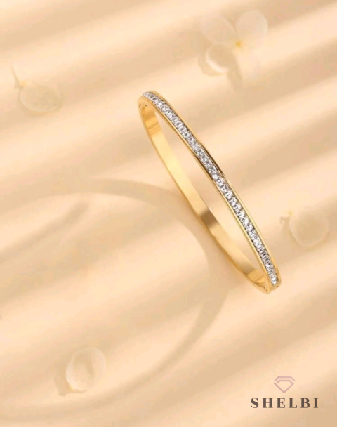 Bransoletka złota sztywna z cyrkoniami bangle Bransoletka złota sztywna z cyrkoniami bangle