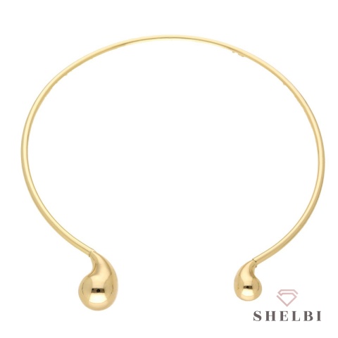 Choker krople łezki złota kolia ze stali chirurgicznej Choker krople łezki złota kolia ze stali chirurgicznej