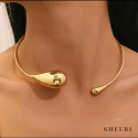 Choker krople łezki złota kolia ze stali chirurgicznej Choker krople łezki złota kolia ze stali chirurgicznej