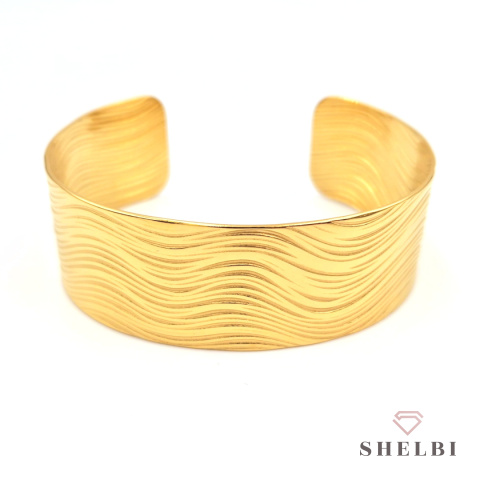 Szeroka bransoletka złota bangle ze stali chirurgicznej Szeroka bransoletka złota bangle ze stali chirurgicznej