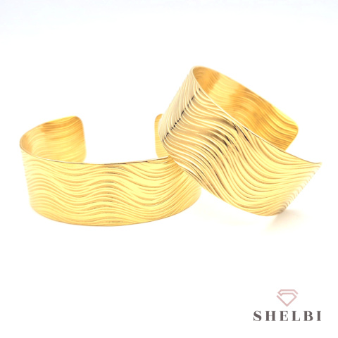 Szeroka bransoletka złota bangle ze stali chirurgicznej Szeroka bransoletka złota bangle ze stali chirurgicznej