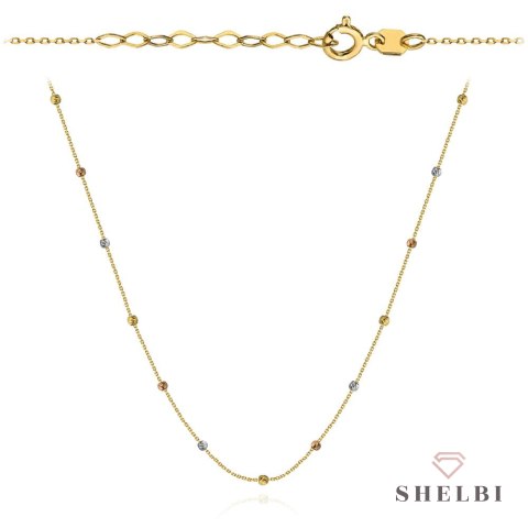 Naszyjnik złoty diamentowane kuleczki w trzech kolorach złota choker Naszyjnik złoty diamentowane kuleczki w trzech kolorach złota choker